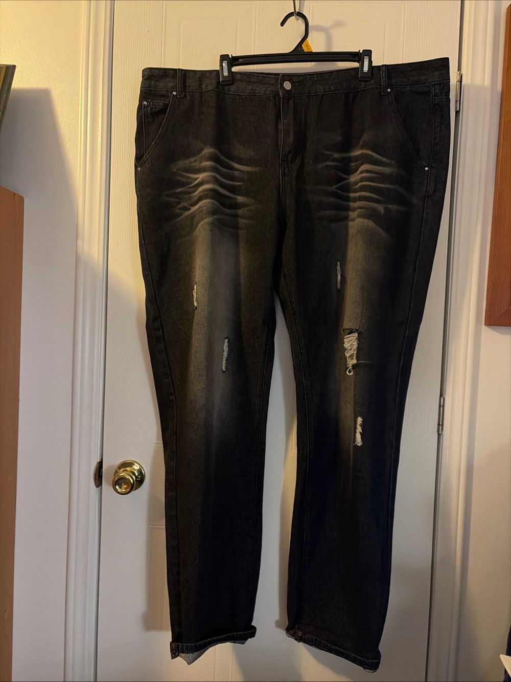 New.s Original Design Jeans Mens Size 46 Black Distressed Relaxed Fit EUC